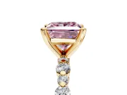 Solitaire Engagement Ring Setting for Fancy Pink Princess Cut Center with Alternating Size Accents and Prong Head in Yellow Gold