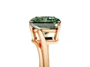 Solitaire Engagement Ring Setting for Fancy Green Radiant Cut Center with Plain Bypass Twist Band and Prong Head in Rose Gold