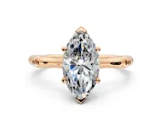 Solitaire Engagement Ring Setting for Marquise Center with Bamboo Band and Prong Head in Rose Gold