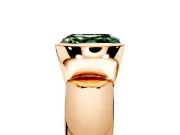 Tension Engagement Ring Setting for Fancy Green Asscher Cut Center with Wide Flat Band and Tension Head in Rose Gold