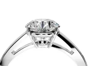 Solitaire Engagement Ring Setting for Round Cut Center with Open Cathedral Shoulders and Prong Head in Sterling Silver