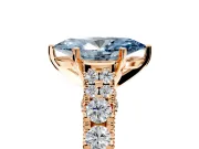 Solitaire Engagement Ring Setting for Fancy Blue Marquise Center with Pave Cathedral Shoulders and Prong Head in Rose Gold