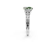 Solitaire Engagement Ring Setting for Fancy Green Pear-Shaped Center with Filigree Band and Prong Head in Platinum