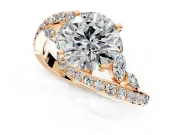 Solitaire Engagement Ring Setting for Round Cut Center with Pave Bypass Twist Band and Prong Head in Rose Gold