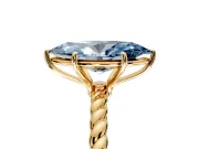 Solitaire Engagement Ring Setting for Fancy Blue Marquise Center with Plain Twisted Rope Band and Prong Head in Yellow Gold