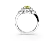 Halo Engagement Ring Setting for Fancy Yellow Oval Center with Milgrain Rim, Pave Band and Prong Head in Sterling Silver