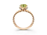 Halo Engagement Ring Setting for Fancy Yellow Round Cut Center with Rope Twist Split Shank and Prong Head in Rose Gold