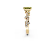 Solitaire Engagement Ring Setting for Fancy Yellow Emerald Cut Center with Bar-Station Pave Twist and Prong Head in Yellow Gold