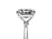 Solitaire Engagement Ring Setting for Asscher Cut Center with Straight Thin Band and Prong Head in White Gold