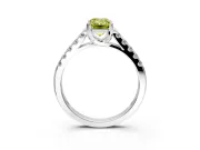 Solitaire Engagement Ring Setting for Fancy Yellow Emerald Cut Center with Partway Pave Band and Prong Head in Sterling Silver