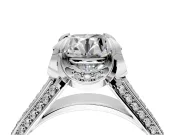 Solitaire Engagement Ring Setting for Round Cut Center with Accented Split Shank and Prong Head in Platinum