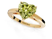 Solitaire Engagement Ring Setting for Fancy Yellow Heart-Shaped Center with Flat-Sided Plain Band and Prong Head in Yellow Gold