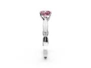 Solitaire Engagement Ring Setting for Fancy Pink Cushion Cut Center with Carved Leaf Shoulders and Prong Head in Platinum