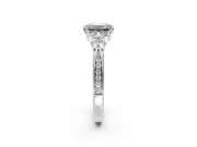 Cluster Engagement Ring Setting for Emerald Cut Center with Bezel Accent Clusters and Prong Head in Platinum