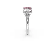 Cluster Engagement Ring Setting for Fancy Pink Radiant Cut Center with Round Cut Accent Frame and Prong Head in White Gold