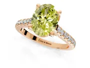 Solitaire Engagement Ring Setting for Fancy Yellow Oval Center with Widening Pave Band and Claw Prong Head in Rose Gold