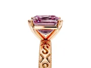 Solitaire Engagement Ring Setting for Fancy Pink Asscher Cut Center with Scrollwork Band and Prong Head in Rose Gold