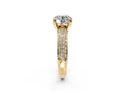 Solitaire Engagement Ring Setting for Round Cut Center with Multi-Row Pave Accents and Basket Head in Yellow Gold
