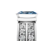 Bezel Engagement Ring Setting for Fancy Blue Emerald Cut Center with Wide Channel-Set Band and Bezel Head in Platinum