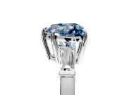 3 Stone Engagement Ring Setting for Fancy Blue Heart-Shaped Center with Baguette Accents and Prong Head in White Gold