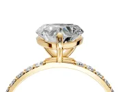 Solitaire Engagement Ring Setting for Heart-Shaped Center with Pave Accents and Prong Head in Yellow Gold