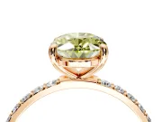 Solitaire Engagement Ring Setting for Fancy Yellow Oval Center with Pave Accents and Prong Head in Rose Gold