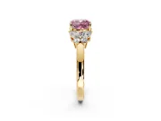 Solitaire Engagement Ring Setting for Fancy Pink Cushion Cut Center with Marquise Flower Shoulders and Prong Head in Yellow Gold
