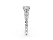 Solitaire Engagement Ring Setting for Princess Cut Center with Pave Cathedral Shoulders and Prong Head in Platinum