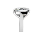 Solitaire Engagement Ring Setting for Asscher Cut Center with Tapered Shoulders and Prong Head in Sterling Silver