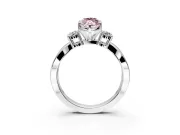 3 Stone Engagement Ring Setting for Fancy Pink Marquise Center with Pave Twist Band and Prong Head in Sterling Silver