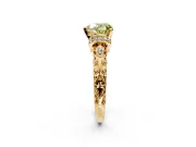 Solitaire Engagement Ring Setting for Fancy Yellow Heart-Shaped Center with Filigree Band and Prong Head in Yellow Gold
