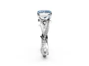 Solitaire Engagement Ring Setting for Fancy Blue Radiant Cut Center with Pave and Plain Crossover Band and Prong Head in Sterling Silver
