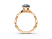 Solitaire Engagement Ring Setting for Fancy Blue Radiant Cut Center with Accented Twist Band and Leaf Prong Head in Rose Gold