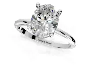 Minimalist Solitaire Engagement Ring Setting for Oval Center with Thin Band and Prong Head in Sterling Silver