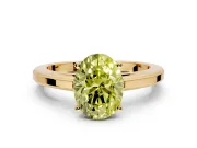 Solitaire Engagement Ring Setting for Fancy Yellow Oval Center with Flat-Sided Plain Band and Prong Head in Yellow Gold