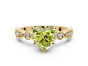 Solitaire Engagement Ring Setting for Fancy Yellow Heart-Shaped Center with Milgrain Bezel Accents and Prong Head in Yellow Gold