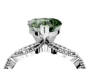 Solitaire Engagement Ring Setting for Fancy Green Heart-Shaped Center with Marquise Panel Band and Prong Head in Sterling Silver