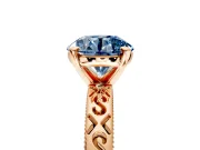 Solitaire Engagement Ring Setting for Fancy Blue Round Cut Center with Scrollwork Band and Prong Head in Rose Gold