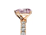 Open Basket Engagement Ring Setting for Fancy Pink Pear-Shaped Center with Pave Band and Prong Head in Rose Gold