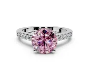 Solitaire Engagement Ring Setting for Fancy Pink Round Cut Center with Crossover Accents and Prong Head in Platinum