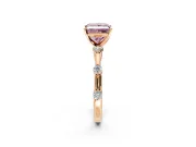 Solitaire Engagement Ring Setting for Fancy Pink Princess Cut Center with Bezel Station Band and Prong Head in Rose Gold