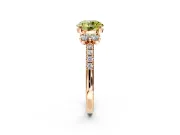 Paired Accent Engagement Ring Setting for Fancy Yellow Round Cut Center with Pave Band and Prong Head in Rose Gold
