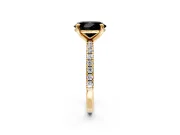Solitaire Engagement Ring Setting for Fancy Black Oval Center with Fine Pave Narrow Band and Prong Head in Yellow Gold