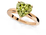 Solitaire Engagement Ring Setting for Fancy Yellow Heart-Shaped Center with Basket Rail and Prong Head in Rose Gold