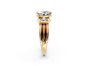 Solitaire Engagement Ring Setting for Oval Center with Grooved Bar Accent Band and Prong Head in Yellow Gold