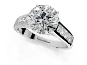Solitaire Engagement Ring Setting for Round Cut Center with Cathedral Channel Band and Prong Head in Platinum