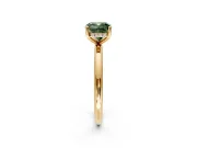 Hidden Halo Engagement Ring Setting for Fancy Green Cushion Cut Center with Thin Round-Wire Band and Prong Head in Yellow Gold