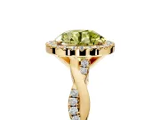 Halo Engagement Ring Setting for Fancy Yellow Round Cut Center with Pave and Plain Twist Band and Prong Head in Yellow Gold