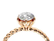 Solitaire Engagement Ring Setting for Marquise Center with Plain Twisted Rope Band and Prong Head in Rose Gold