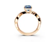 Crossover Engagement Ring Setting for Fancy Blue Radiant Cut Center with Pave and Plain Strands and Prong Head in Rose Gold
